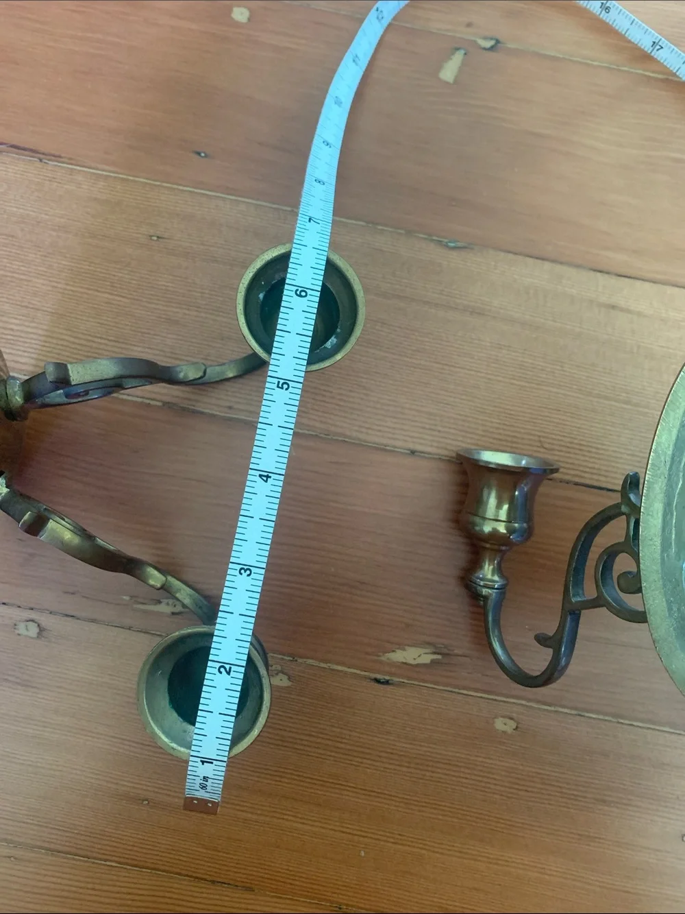 Vintage Pair of Brass Double Taper Candle Holder Sconces